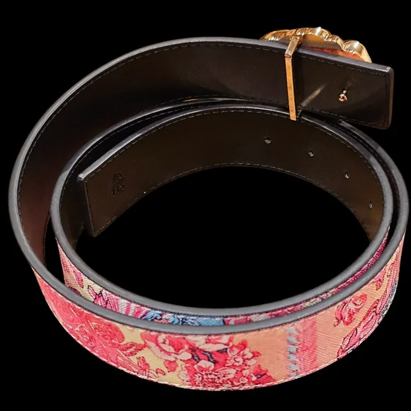 Versace Acid Bouquet Reversible Leather Belt - Unisex VERSACE Gold/Black Heritage Medusa Buckle Reversible Leather  main image 3